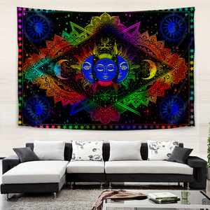 Sol Dios Boho Arte Espiritual colgante de pared diseño personalizado Boho poliéster <span class=keywords><strong>tapiz</strong></span> para decoración de sala de estar técnica tejida - Product Image 3