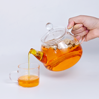 Théière en verre de 600 à 1600 ml, entièrement en verre transparent, résistante à la chaleur, pour le thé parfumé, le café froid et la préparation de boissons estivales