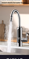 Robinet d'eau électrique de cuisine à chauffage rapide, eau chaude instantanée, monocommande, rotatif à 360°, en acier inoxydable, pour camping-car, extérieur, hôtel
