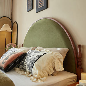 Meubles de chambre à coucher vintage rétro KMJ, <span class=keywords><strong>lit</strong></span> demi-rond capitonné, <span class=keywords><strong>lit</strong></span> en <span class=keywords><strong>bois</strong></span> taille king - Product Image 3