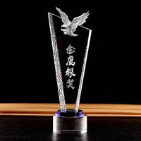 Trophée Aigle 3D en Métal Gravé au Laser de Haute Qualité, Base Personnalisée, Souvenir, Verre K9, Métal Gravé avec Cristal, Cadeaux de Bureau, Ensembles Cadeaux