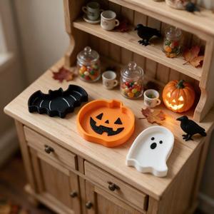 Meilleure vente transfrontalière : Organisateur de bijoux créatif en plastique imprimé en 3D, motif citrouille d'Halloween et maison de poupée fantôme, décoratif - Product Image 4