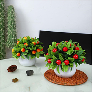 Ensemble de plantes artificielles <span class=keywords><strong>Fuyu</strong></span> Collection : oranges, pêches, fruits rouges et dorés porte-bonheur pour décorations du Nouvel An chinois - Product Image 4