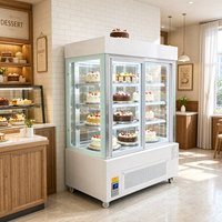 Réfrigérateur vertical commercial de 1,5 mètre à refroidissement par ventilateur, sans givre, pour boulangerie et pâtisserie, avec éclairage LED