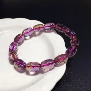 Bracelet en perles facettées en améthyste naturelle, violet, jaune, transparent, 13x9mm, rare, pour femmes et hommes, bijoux en cristal AAAAA - Product Image 6
