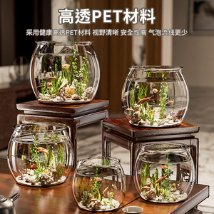 Akuarium Meja Kecil untuk Rumah Tangga, Hidroponik Tanaman, Mangkuk Ikan Mas, Akuarium Plastik Transparan, Budidaya Ikan Mini Indoor Tanpa Perawatan - Product Image 4