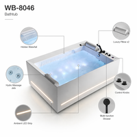 Baignoire de luxe rectangulaire portable autoportante à hydromassage avec bande LED d'ambiance, certifiée CE SAA, pour hôtel et villa