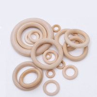 Factory Custom Unfinished Solid Craft DIY Natural Wooden Circle Macrame Wood Rings Without Paint