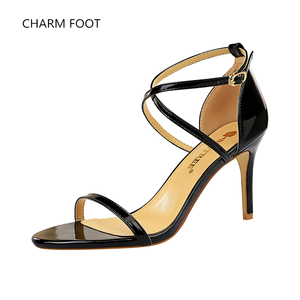 Sandalias de tacón alto de metal con punta abierta para discoteca, zapatos de estilo europeo y americano, puntiagudos, sexys - Product Image 2