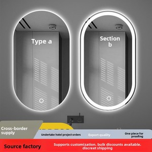 <span class=keywords><strong>Espejo</strong></span> de <span class=keywords><strong>Baño</strong></span> Ovalado Inteligente Antivaho con Luz, Instalación Colgante de Pared, Estilo Minimalista, Lentes de Vidrio - Product Image 2