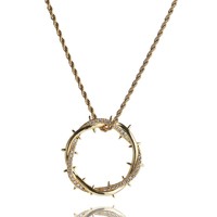 Collier pendentif Couronne d'épines entièrement serti de zircons CZ, chaîne corde en laiton, bijoux Hip Hop, plaqué argent/or, cadeau unisexe