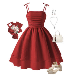 OEM-Fabrik Maßgeschneidertes Rosa Kleid für Mädchen 5-8 Jahre, Bauschig Gesmokt Elegant Trendiges Staubiges Rosa Schwarz-Rosa - Product Image 2