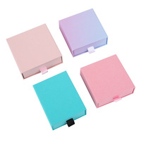 Emballage de luxe rose personnalisé pour bijoux avec tiroirs coulissants, boîte cadeau en papier à motifs, poignée coulissante mignonne pour colliers, boucles d'oreilles, bracelets