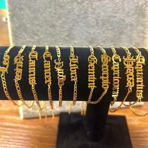 Joyería de moda de acero inoxidable para <span class=keywords><strong>mujer</strong></span>, tobillera con signo del horóscopo, tobillera del zodiaco chapada en oro ajustable al por mayor de alta calidad - Product Image 2