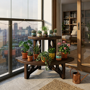 Étagères robustes en plastique durable à 2 niveaux pour plantes d'intérieur et d'extérieur, jardin, balcon - Product Image 3