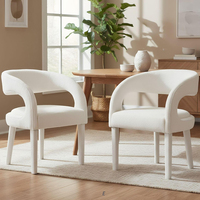 Chaises de salle à manger modernes en similicuir avec dossier en forme de tonneau, chaise rembourrée pour cuisine/salle à manger/salon