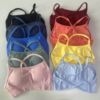 Soutien-gorge de sport sans couture, léger, réversible, à séchage rapide, à haute élasticité, anti-choc, dos croisé, sans dos, pour femmes, OEM, nouveau modèle populaire