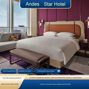 Juego de Muebles de Dormitorio de Diseño Moderno en Madera Maciza para <span class=keywords><strong>Hotel</strong></span> y Apartamento, Habitación Doble de Lujo en <span class=keywords><strong>Hotel</strong></span> Andaz de Cinco Estrellas - Product Image 2