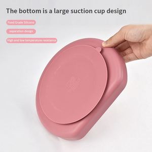 Assiette divisée en silicone de forme ovale, couleur unie, design minimaliste, pour bébé, passe au lave-vaisselle, fond antidérapant - Product Image 5