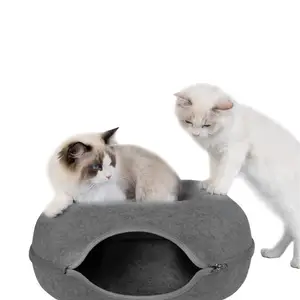 Kustom rumah hewan peliharaan bulu Kempa untuk kucing lipat dapat dilipat tempat tidur bulu anjing rumah kucing tempat tidur hewan peliharaan gua kucing