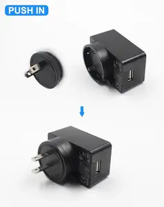 Chargeur de voyage universel interchangeable 18W 100-240V 5V 2.5A 2A 1A 3A Chargeur mural USB Adaptateur secteur USB interchangeable - Product Image 3