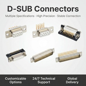 ハイパワー D-SUB メス DB9 ピン VGA コネクタ金メッキ PBT ブラックハウジング高品質はんだ接合ワイヤー - Product Image 1