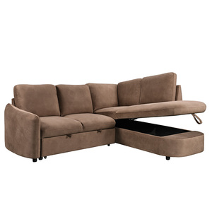 Sofá Cama Mayorista de Primera Calidad para Sala de Estar, Sofá <span class=keywords><strong>Extensible</strong></span> de Tres Plazas con Almacenamiento en el Extremo, Chaise Longue de Diseño en Forma de L - Product Image 4
