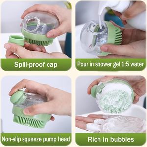 Dog Bath <b>Brush</b> <b>Pet</b> Shampoo Silicone Puppy Massage Dog Shower <b>Brush</b> with Soap Dispenser - Product Image 6