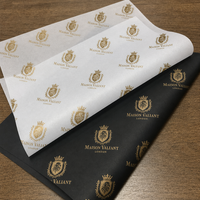 Papier de soie personnalisé avec dorure à chaud, papier de soie noir de luxe, faible MOQ pour l'emballage de vêtements, de chaussures et de boîtes cadeaux