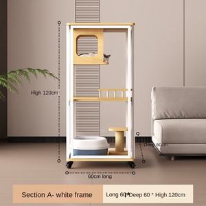 Rumah Kucing Panoramic <span class=keywords><strong>Cat</strong></span> Villa, Kandang Kucing Indoor dari Kayu Solid, Rak Panjat Kucing Mewah dengan Kaca, Rumah Kucing Luas - Product Image 6