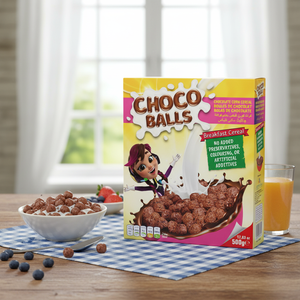 Céréales pour petit-déjeuner véganes de haute qualité, boules de chocolat, céréales multigrains, maïs sucré, sac de 1 kg, céréales saines, délicieuses et croustillantes - Product Image 3