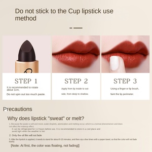 QXQY Femmes Rétro Noir Velours Rouge À Lèvres Durable Étanche Pâte De Haricot Couleur Crème Maquillage avec Beauté Trempée - Product Image 4