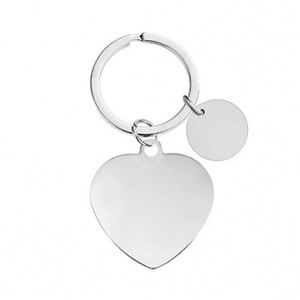 Promotion Heart Metal Key Chain Engrave Logo Personalize Blank Stainless Steel Keychains for DIY <b>Custom</b> Logo Couple Name QR Code - Product Image 3