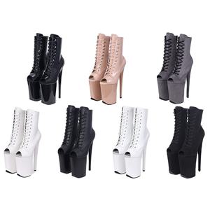 Nouvelles femmes talons hauts pôle danse chaussures bride à la cheville bottes avec <span class=keywords><strong>strass</strong></span> luxe rond Peep Toe brillant pompes plate-forme talons - Product Image 5