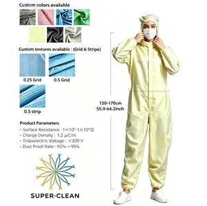 Bata Antiestática (Antibacteriana) con Protección Contra el Polvo, Tejido Transpirable, para Cuarto Limpio, C100-C1000, Lavable, Duradera, 100 Usos - Product Image 5