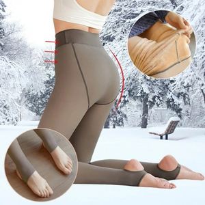 Collants velours effet peau taille haute collants polaires chaussettes femmes hiver chaud Leggings laine Leggings - Product Image 4