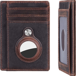 Cartera de Cuero Genuino de Primera Calidad, Tarjetero de Lujo con Ranura para AirTag, Bloqueo RFID, Ranuras para Tarjetas de Visita, Ranuras para Tarjetas de Crédito, Sin Cierre - Product Image 5