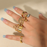 2023 Mingxi bijoux de mode en acier inoxydable or Rose décoration anneaux anneaux à trois couches pour femmes et hommes
