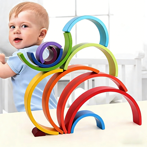 Blocs d'empilage <span class=keywords><strong>arc</strong></span>-<span class=keywords><strong>en</strong></span>-<span class=keywords><strong>ciel</strong></span> Montessori éducatifs, jouets d'apprentissage <span class=keywords><strong>en</strong></span> <span class=keywords><strong>bois</strong></span> brut pour enfants - Product Image 5