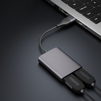 Adaptor Multi Monitor, 2 In 1 USB 3.0 A USB C USB-C tipe-c ke Dual HDMI MST 4K 60Hz untuk Windows Android Mac OS