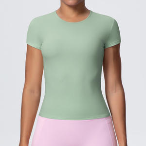 T-shirt de sport décontracté pour femme, manches courtes, très élastique, respirant, pour yoga, course à pied, fitness, grandes tailles, vêtements de sport - Product Image 6