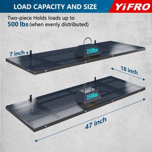 Heavy Duty Rectangle <b>Wall</b> Mounted <b>Garage</b> Shelving 500 Lbs Load Capacity Carbon Steel Double Tier <b>Storage</b> Rack - Product Image 3
