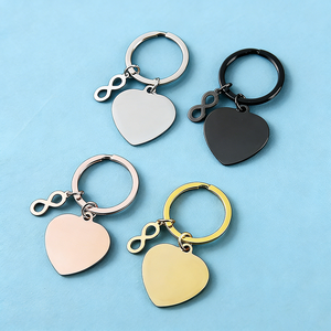 Ywyougang Porte-clés en acier inoxydable 201 avec breloque cœur et symbole infini, personnalisable par gravure, anneau en fer, multicolore pour couples - Product Image 1