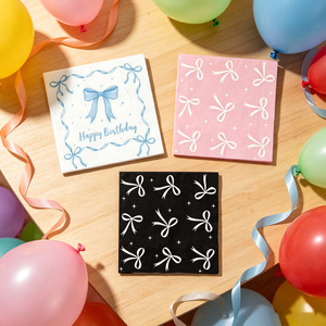 Estetique arc imprimer serviettes bleu rose noir mignon arc bon <span class=keywords><strong>anniversaire</strong></span> serviettes <span class=keywords><strong>en</strong></span> <span class=keywords><strong>papier</strong></span> pour les fournitures de fête - Product Image 1