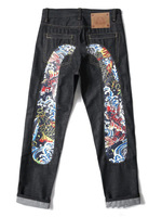 Jeans personnalisés pour hommes, coupe droite, motif M brodé, pantalon baggy imprimé, streetwear, style Harajuku, pantalon en denim pour hommes