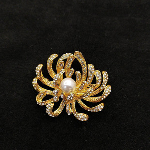 2024 nuevos broches de flores de estilo palaciego retro de lujo para mujer broche de perlas de diamantes de imitación ropa alfileres de cuello al por mayor personalizados - Product Image 2