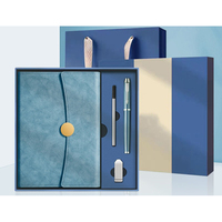 Coffret cadeau PQ 4 pièces avec sac cadeau, carnet pour fournitures scolaires, carnet en cuir lisse A5, vente en gros promotionnelle