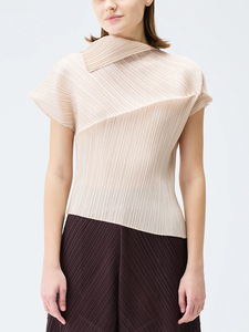 PY 2026 Ropa Occidental para Mujer, Ligera, Transpirable, Plisada Estilo Miyake, Cuello Asimétrico, Holgada, Ecológica, de Secado Rápido, al por Mayor - Product Image 6