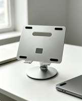 Support rotatif à 360° en aluminium pour ordinateur portable et tablette, compatible avec les ordinateurs portables et iPad jusqu'à 17 pouces, support de bureau antidérapant à double couche renforcée