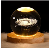 Lampes décoratives intelligentes personnalisées, boule de cristal en verre 3D, dragon, fleur, sphères lumineuses, support, lampe lunaire LED, souvenir pour lit